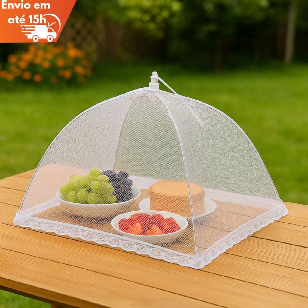 Tela Protetora de Alimentos 45x45cm Dobrável  Proteção Contra Insetos, Ideal para Festas Piqueniques
