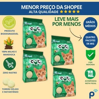 Areia Higiênica Biodegradável Catbio 16 Kg (4 pacotes de 4 kg) - Super Clean - Grãos Médios - novo
