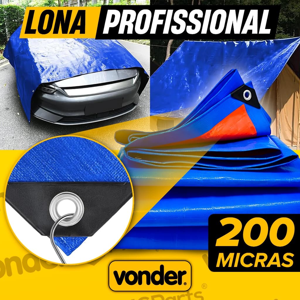 Lona Impemeável Vonder 200 Micras Até 6x3 mts Profissional Reforçada Multiuso Vários Tamanhos Plus