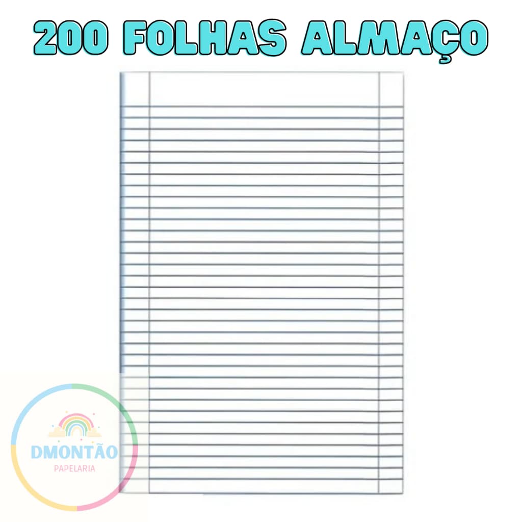 Papel Almaço 200 Folhas Margem E Pauta Bloco Papel Pautado Cor Branco