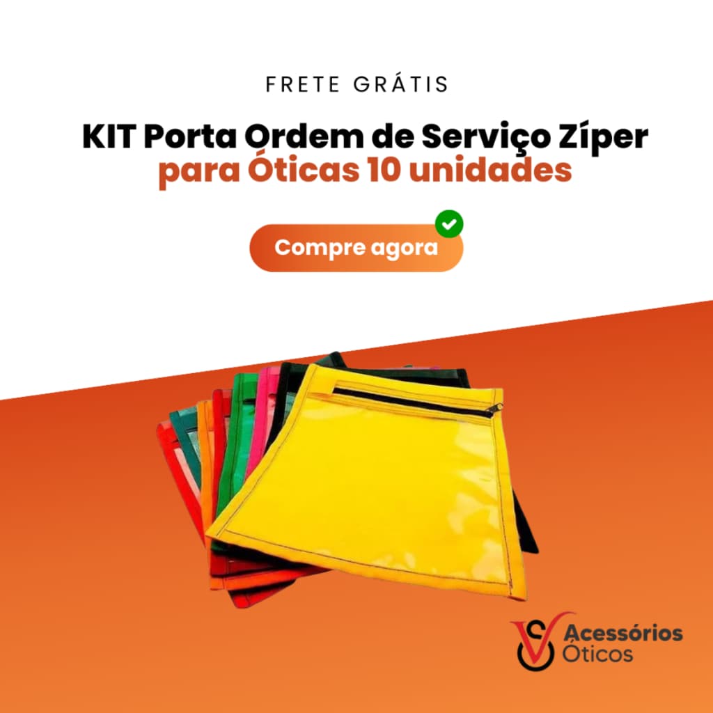 KIT Porta Ordem de Serviço Zíper para Óticas 10 unidades