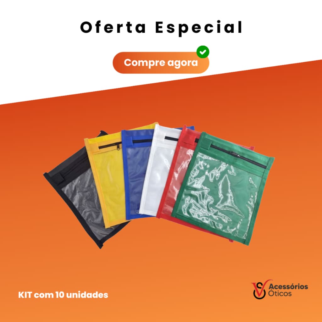 Kit 10 de Porta Ordem Serviços Documentos Para Óticas C/zíper envelope