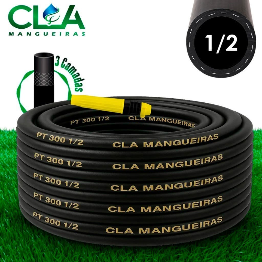 Mangueira Jardim Trançada Resistente Flexível 10/15/20/25/30/50 Metros PT 300 PSI Água 1/2" Com Bico