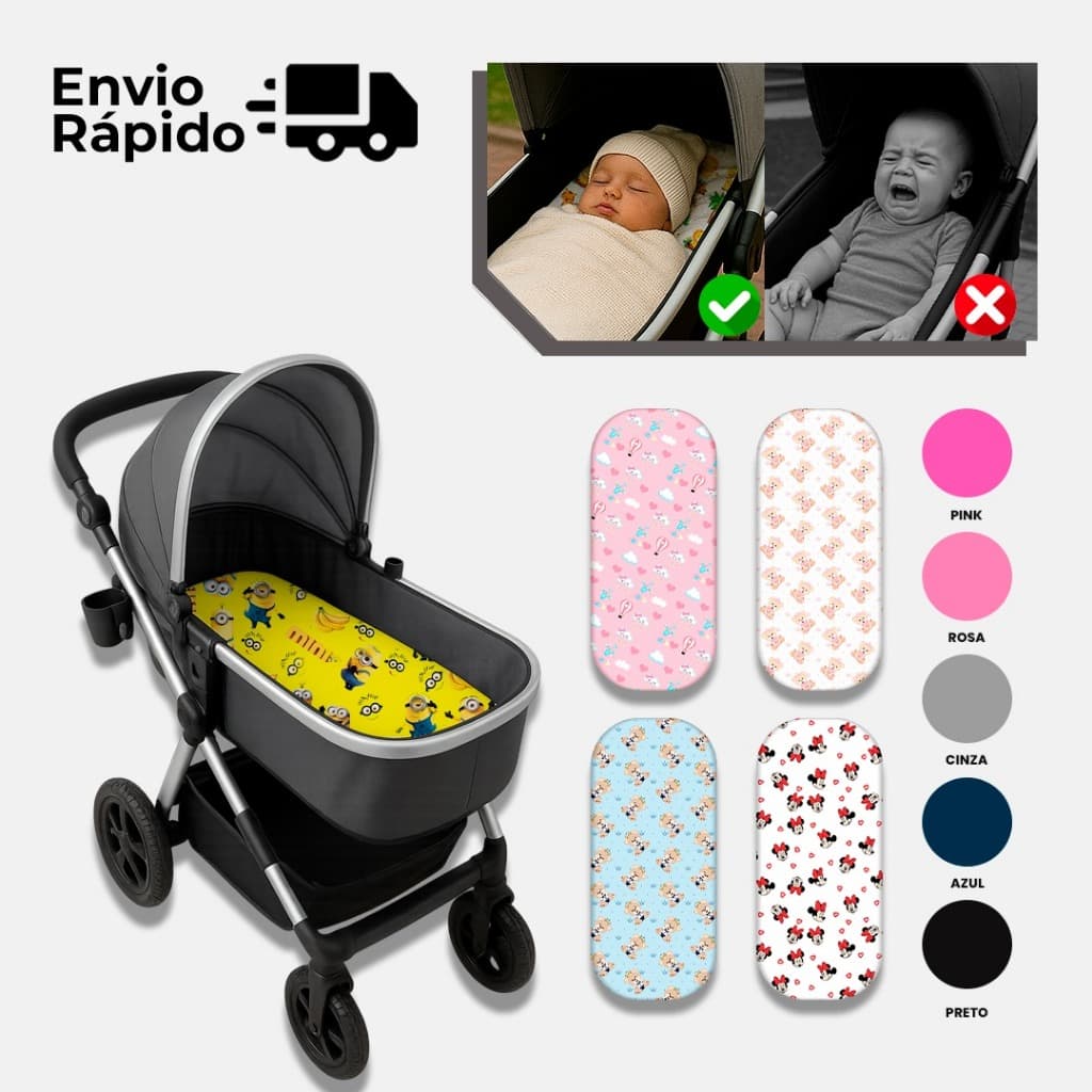 Colchonete para Carrinho de Bebê | Acolchoado Universal e Lavável Capa para Colchonete Unissex