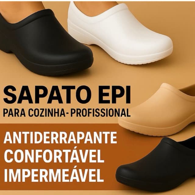 Sapato EPI para Cozinha – Profissional Antiderrapante Enfermagem