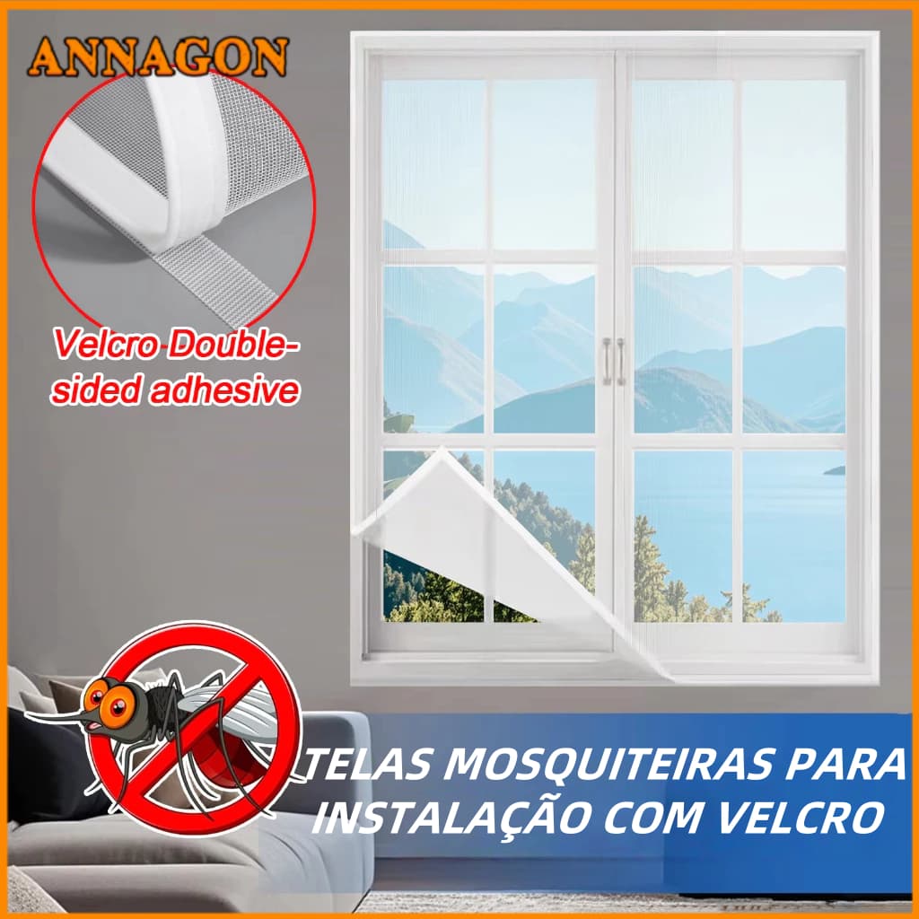 As telas anti-mosquito são adaptáveis e fáceis de instalar com tiras de velcro