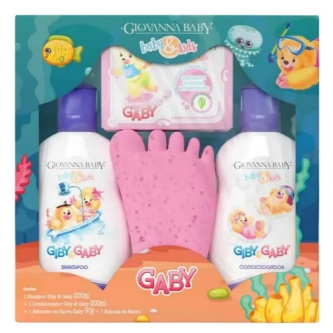 Kit Infantil Giovanna Baby Gaby Hora Do Banho Rosa Com Sabonete Vegetal