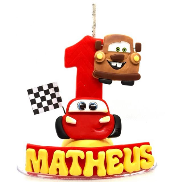 Vela Personalizada CARS / CARROS / RELÂMPAGO MCQUEEN / Vela Aniversário Biscuit / Topo de Bolo