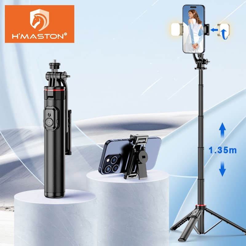 Electro Nest Bastão Pau de Selfie Tripé de Controle Bluetooth Celular LuZ LED Dupla ZP-15