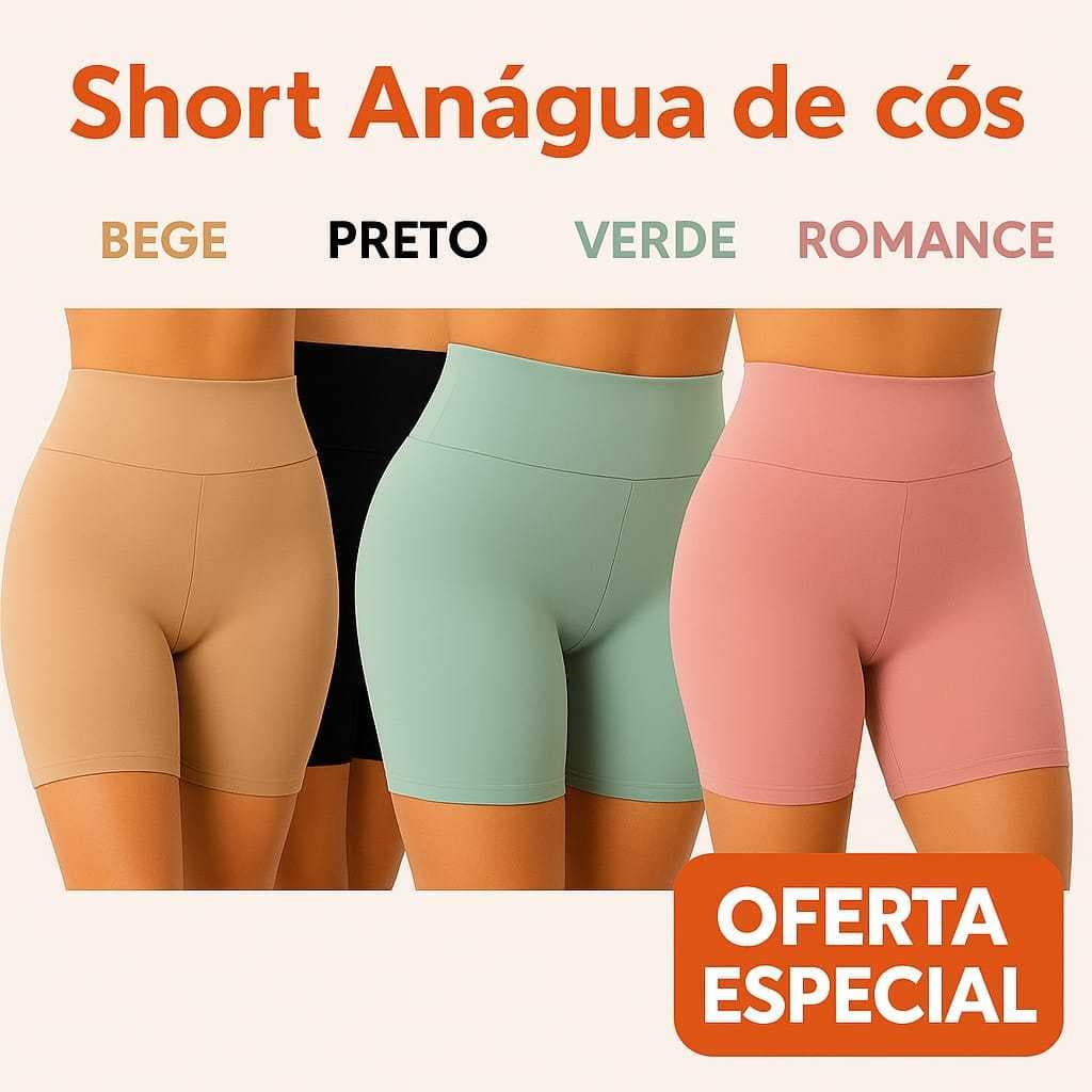 Short Anágua Cós Alto Feminino Segunda Pele Térmica Modela e Valoriza – Várias Cores