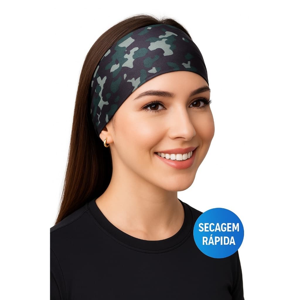 Headband Camuflado Militar Unissex | Faixa de Cabelo Esportiva para Academia, Corrida e Ciclismo