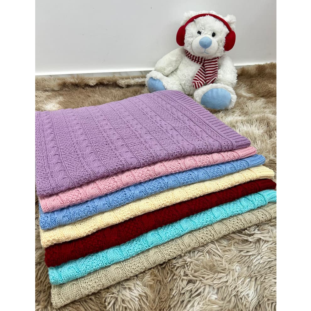 Manta Bebê Trança Tricot Elegante Recén Nascido Cobertor Saída de Maternidade Menino Menina