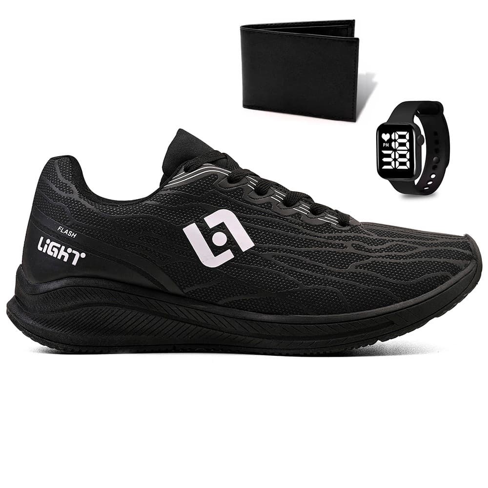 Tenis Masculino Feminino Esportivo Treino Academia Corrida Light Sport + Carteira e Relogio