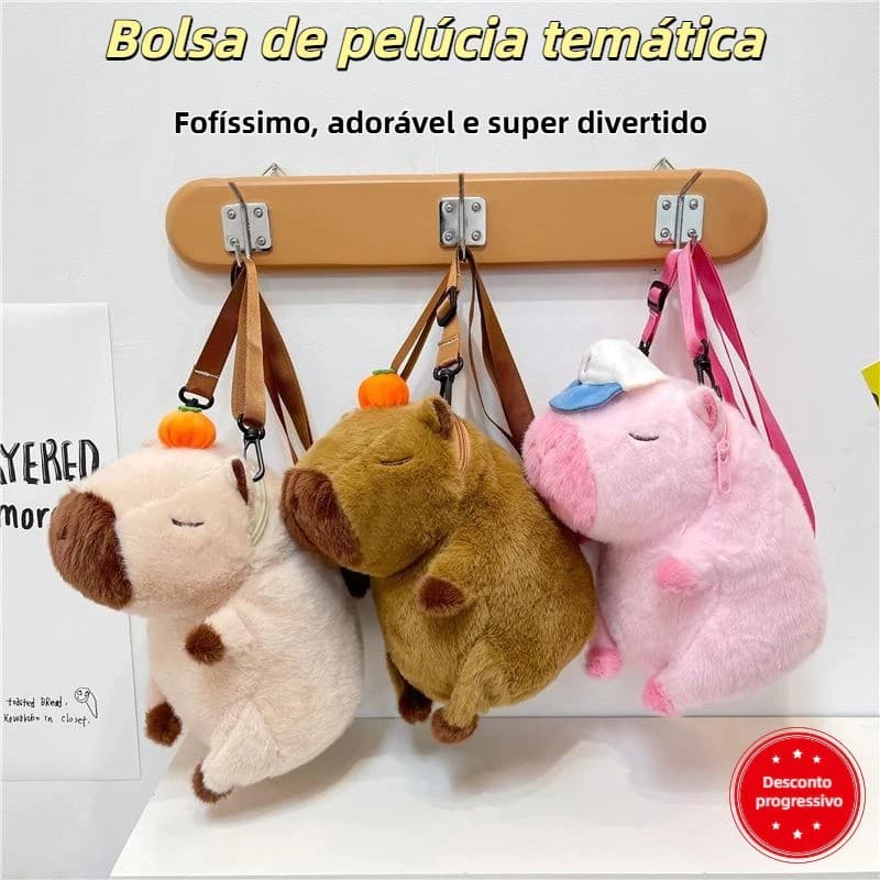 Mochila Bolsa Capivara Pelúcia Bolsa Infantil Fofa Juvenil Para Passeio Escolar