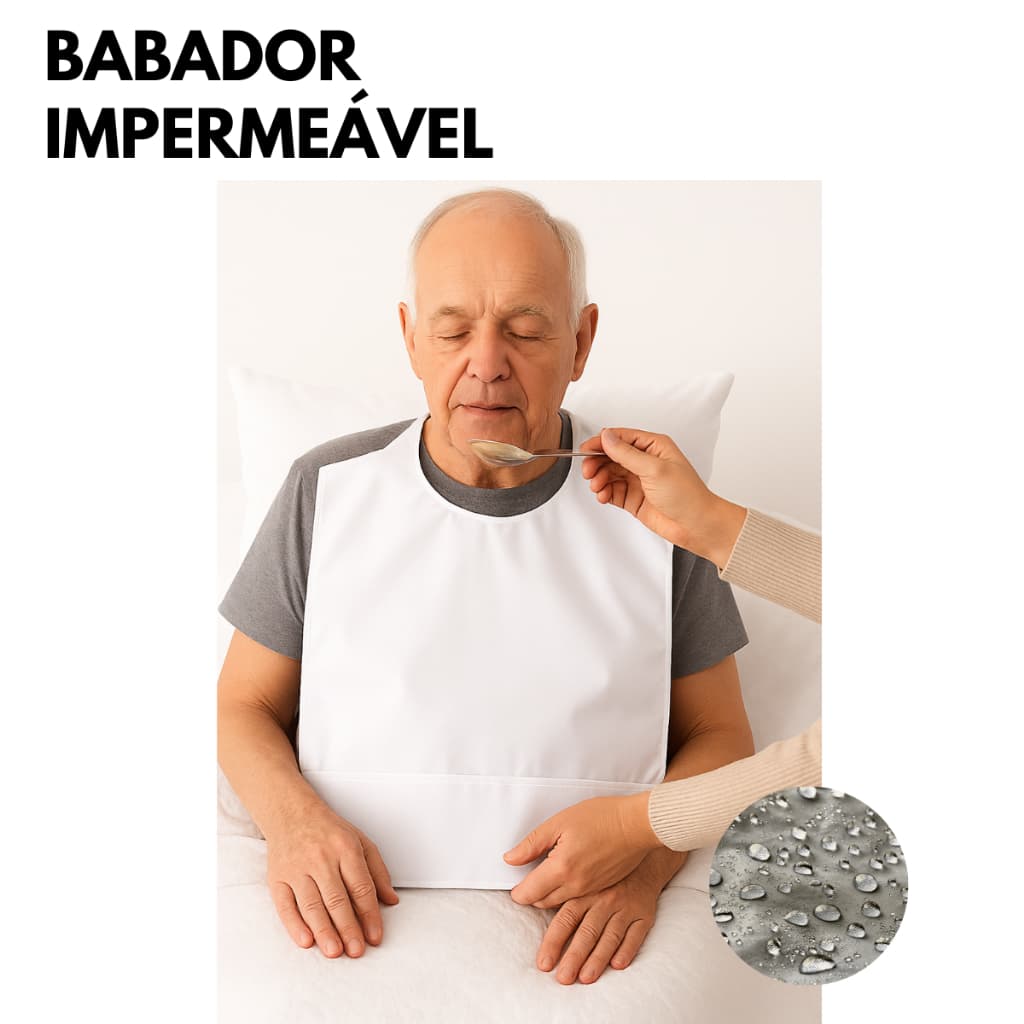 Kit 2 Babadores Proteção Alimentar Nhc Cuidados Idosos Adultos Impermeável Pretege