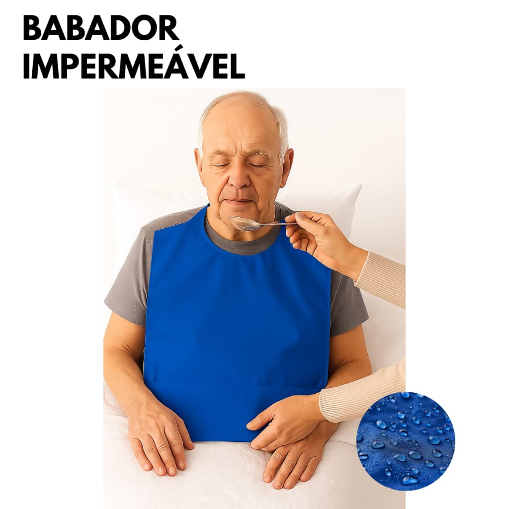 Babador Adulto Idoso Impermeável Alimentar Alimentação Canguru Bolso Nhc Proteção