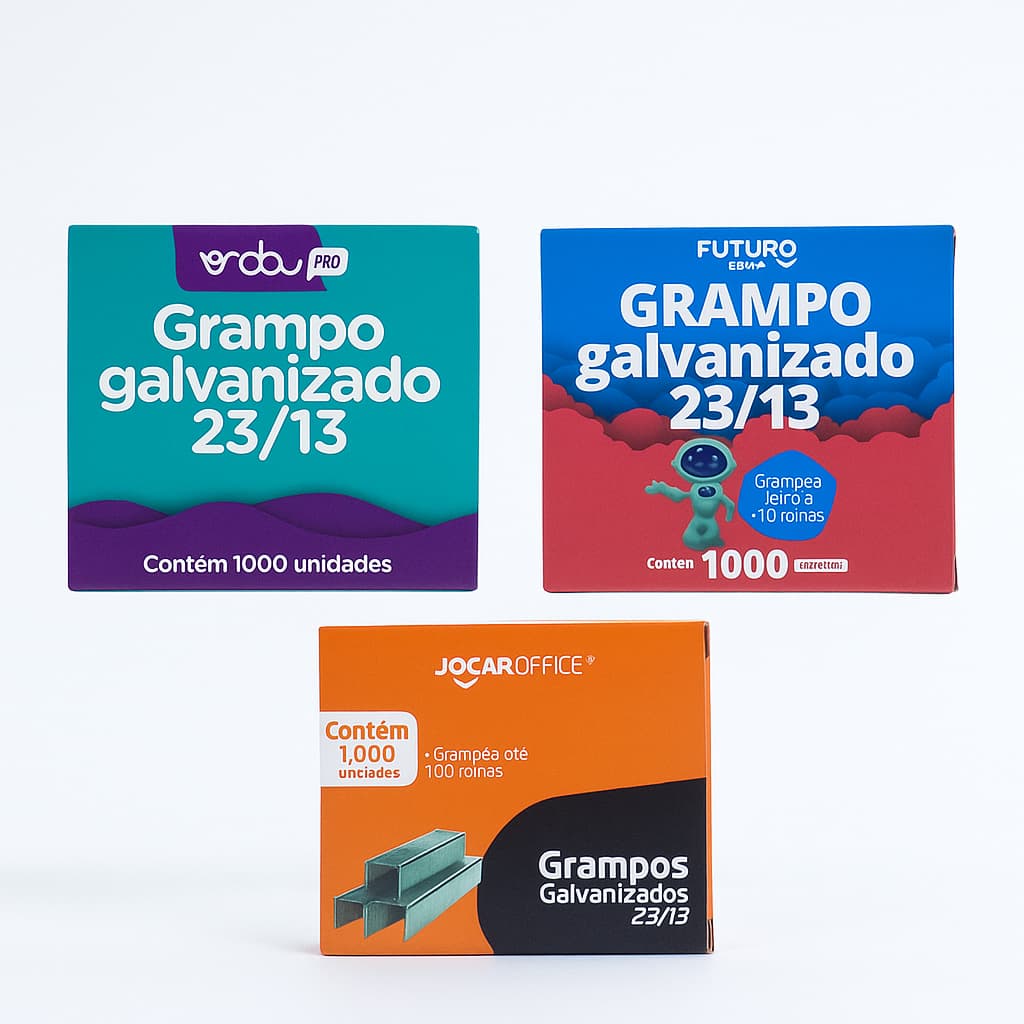 Grampo Grampeador 23/13 com 1000unidades para Grampeador 100folhas Grampeia ate 110folhas