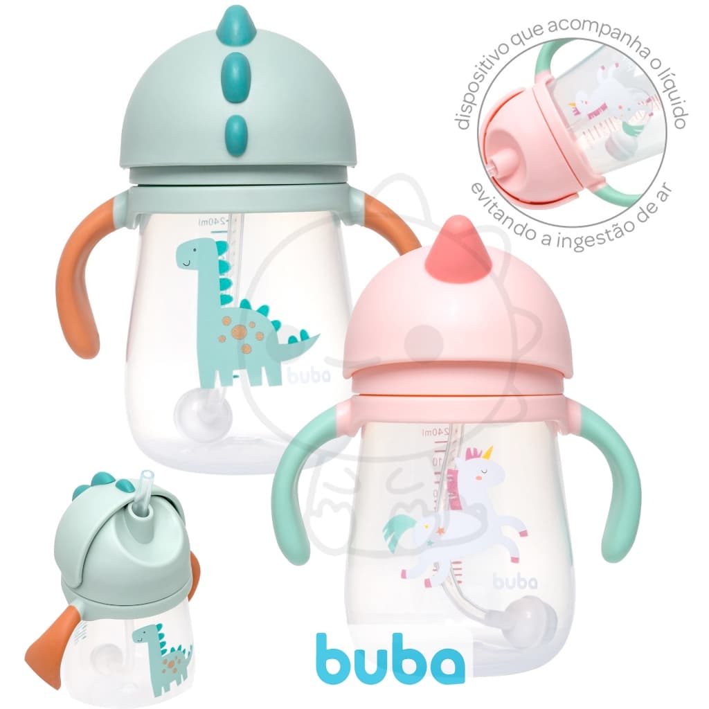 Copo Com Canudo Magic Buba Com alça e Tampa copinho Garrafa Garrinha infantil