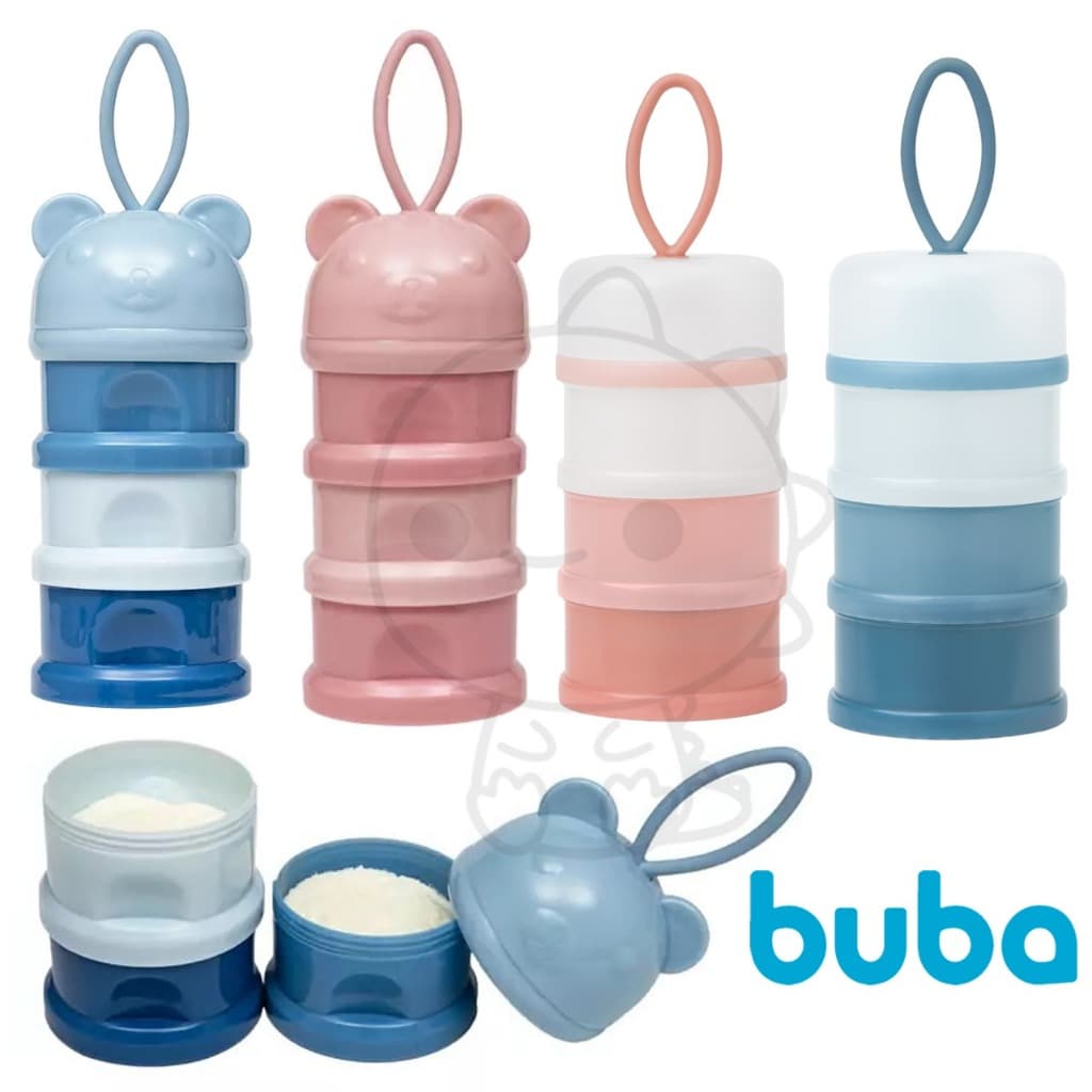 Pote Dosador Porta Leite em Pó Potinhos Buba Ursinho Lanche Com Rosca Lancheira Lanchinho