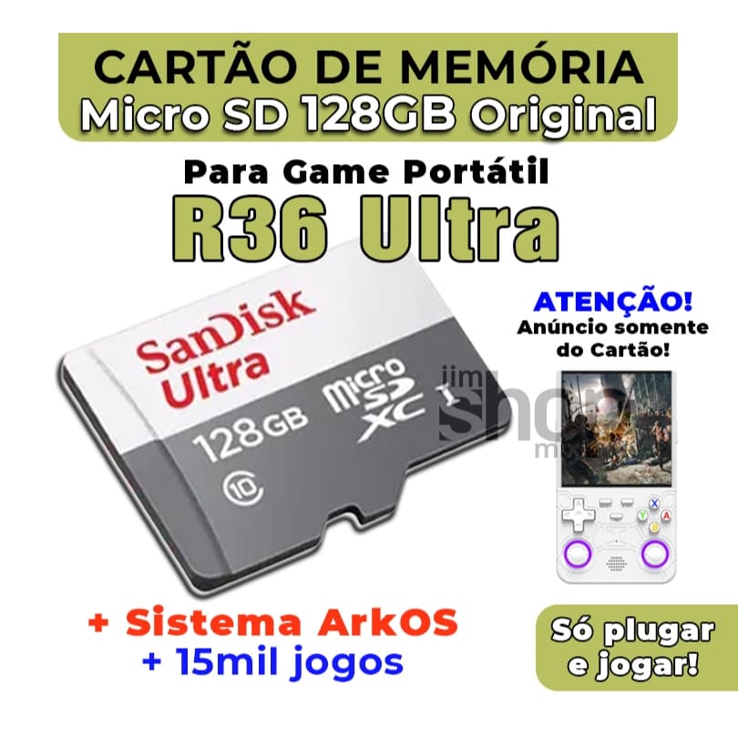 Cartão MicroSD Original Para R36 Ultra +Sistema ArkOS +15mil jogos - Envio Imediato