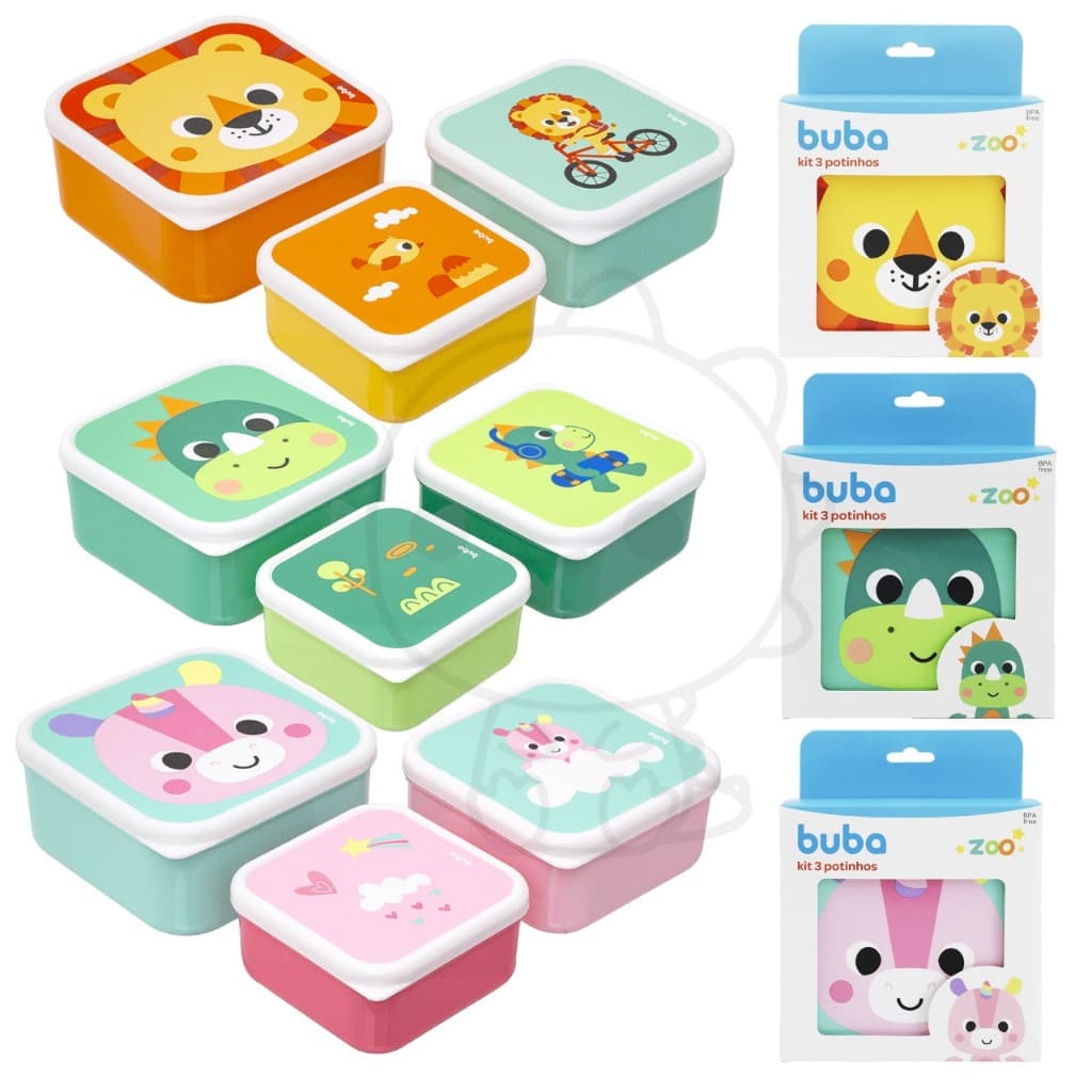 Kit 3 potes Buba Bubazoo Kit 3 potinhos lanceira lanche infantil potinho buba