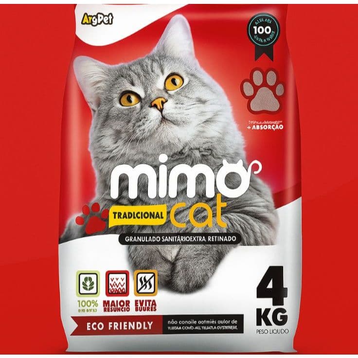 Kit 1 a 5 Pacotes de Areia Sanitária Antiodor Tira Cheiro MimoCat Gatos Tradicional 100% Natural