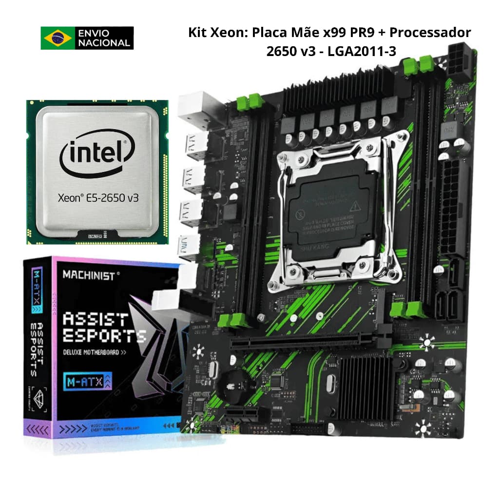 Kit Xeon Placa Mãe X99 + Processador Xeon E5 2650v3 - LGA 2011-3 - Suporta SSD NVME