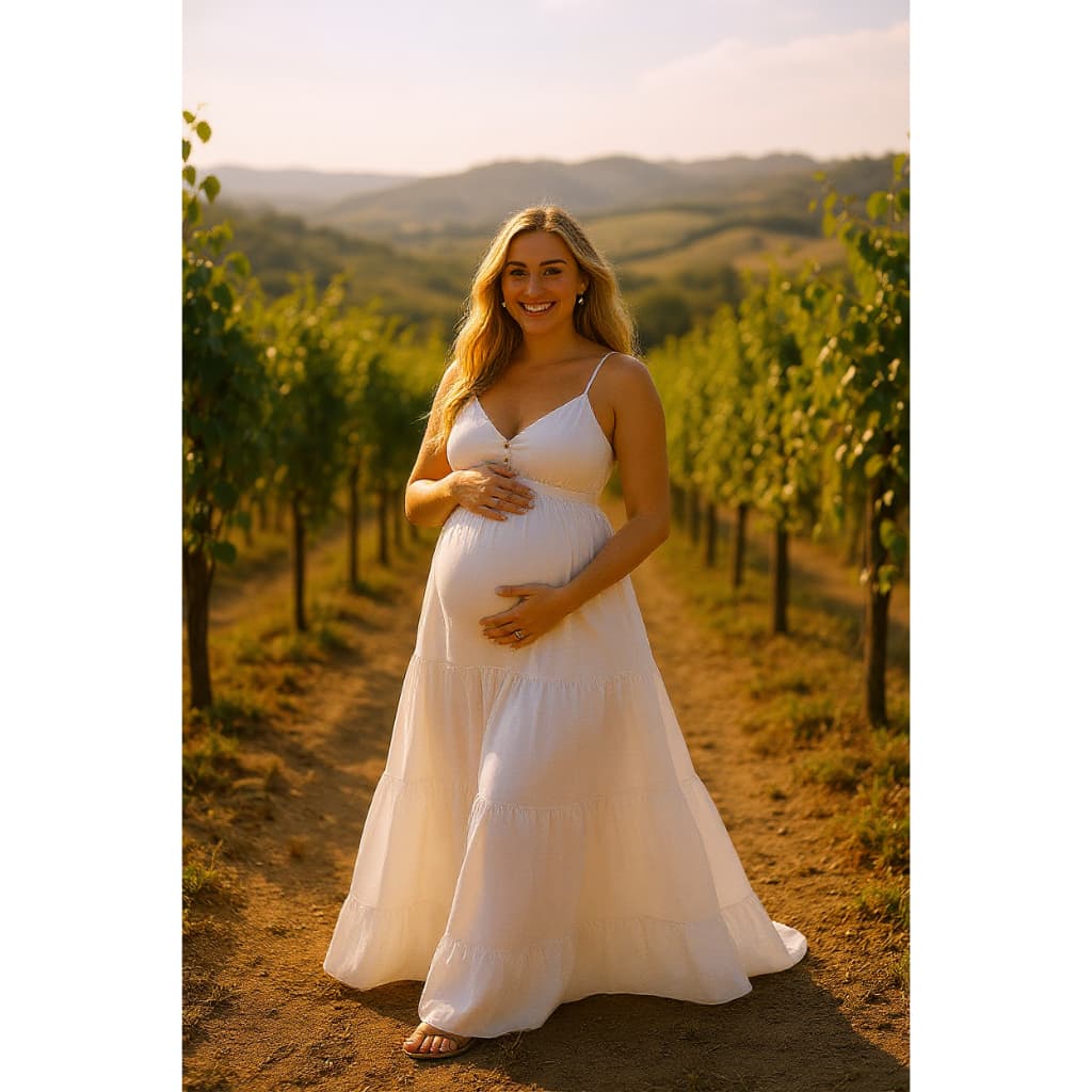 Vestido Feminino Longo Para Gestante De Alças Finas Saia Rodada Plissado 3 Marias