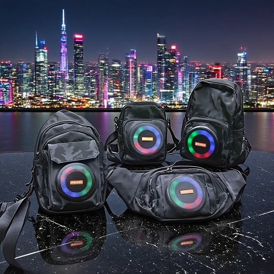 Bag - Bolsa de Ombro Integrada c Caixa de Som Bluetooth 3 Versões LED e Alto-falante Multifuncional