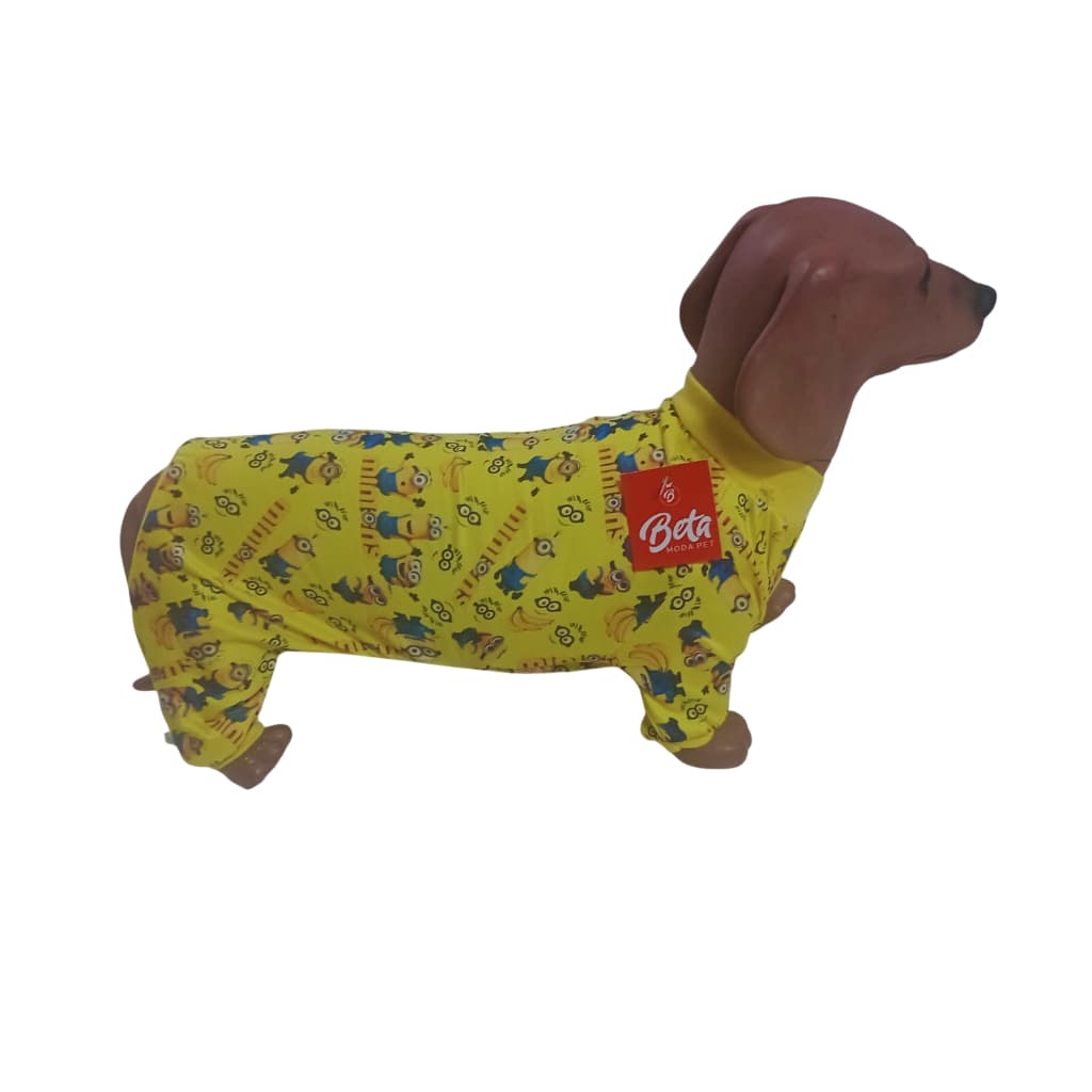 PIJAMA EM MALHA  ESTAMPA MASCULINA PARA CÃES DE PEQUENO PORTE BETA MODA PET