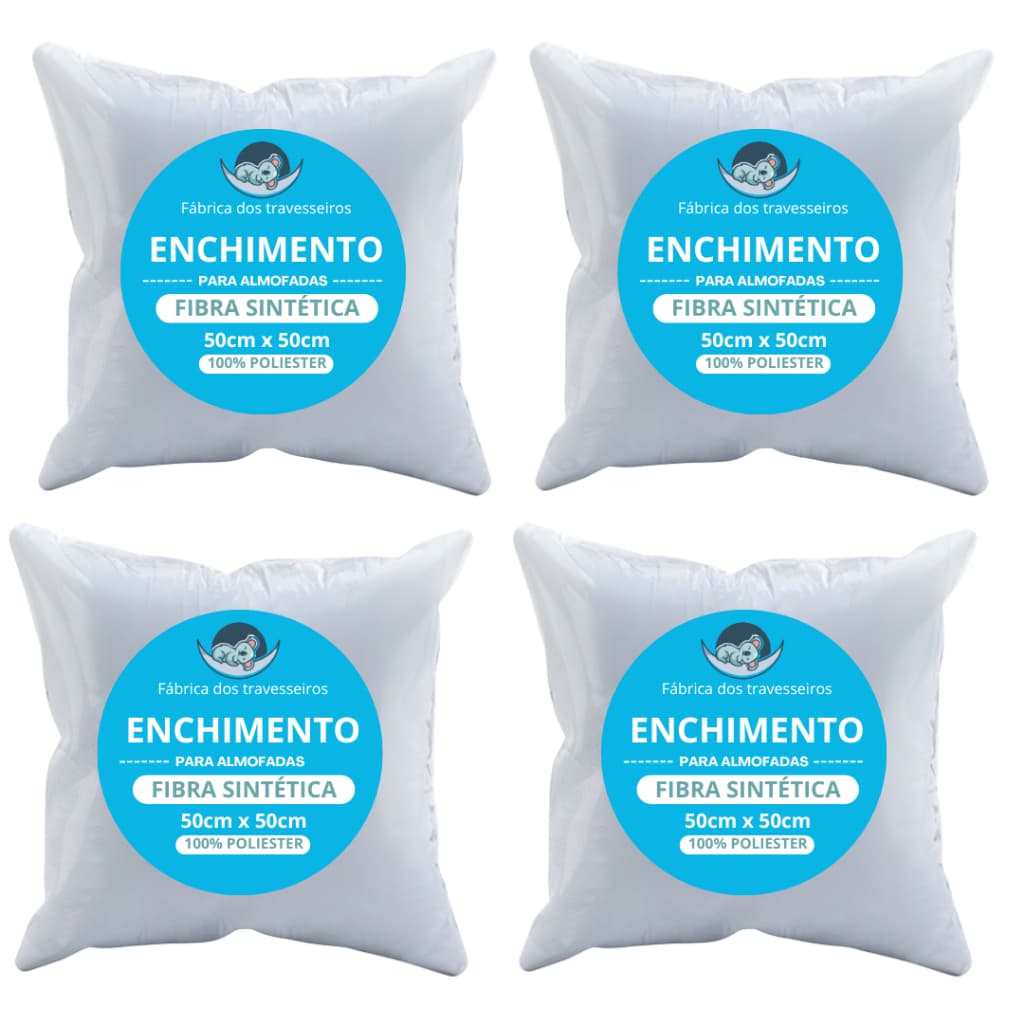Kit 4 Enchimentos Refil Almofada 50x50 Fibra Sintética