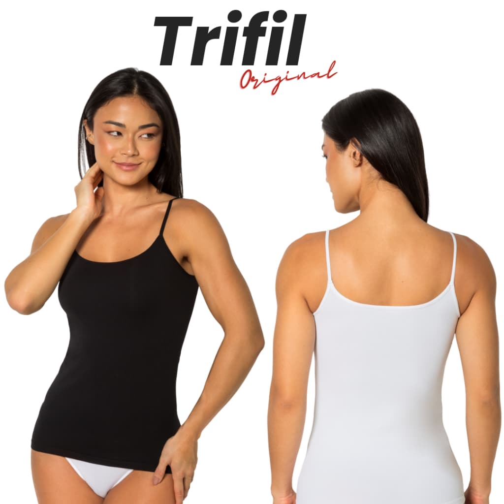 Camiseta Regata Feminina Trifil Segunda Pele Sem Costura Sem Bojo Alça Fina Ajusta ao Corpo 2 e 1 un