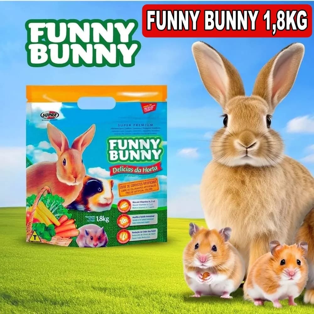Ração Funny Bunny Delícias da Horta Pequenos Roedores, Coelhos e Hamster