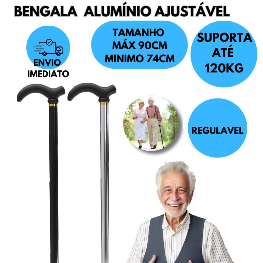 Bengala para idosos ortopédica ajustável alumínio leve Cajado para caminhada BENGALAS anatômica antiderrapante