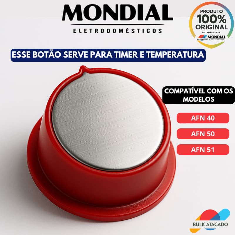 Botão Timer Temperatura Air Fryer Vermelha Mondial AFN-40 AFN-50 AFN-51