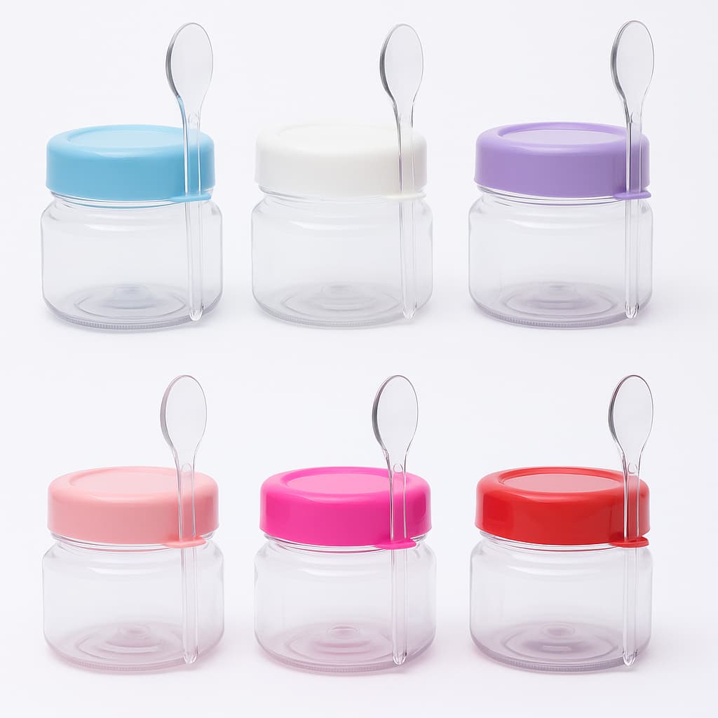 Kit 10/20/30/40/50 Potes De Papinha Plástica Reforçado C Colherzinha 40ml Festa Aniversários nutella