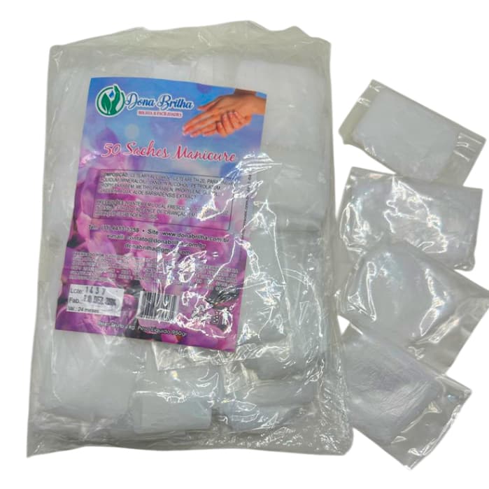 Luva com Creme Emoliente Manicure C/50 Pares Dona Brilha