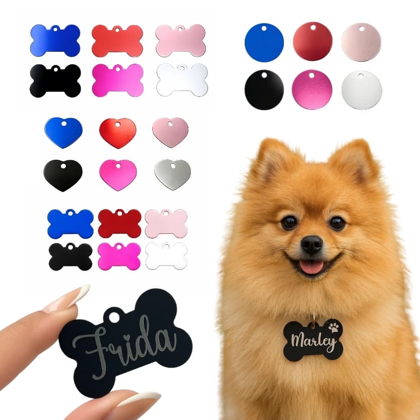 Placa de Identificação Pet Personalizada | Nome + Telefone lCachorro Gato Plaquinha Gravação a Laser