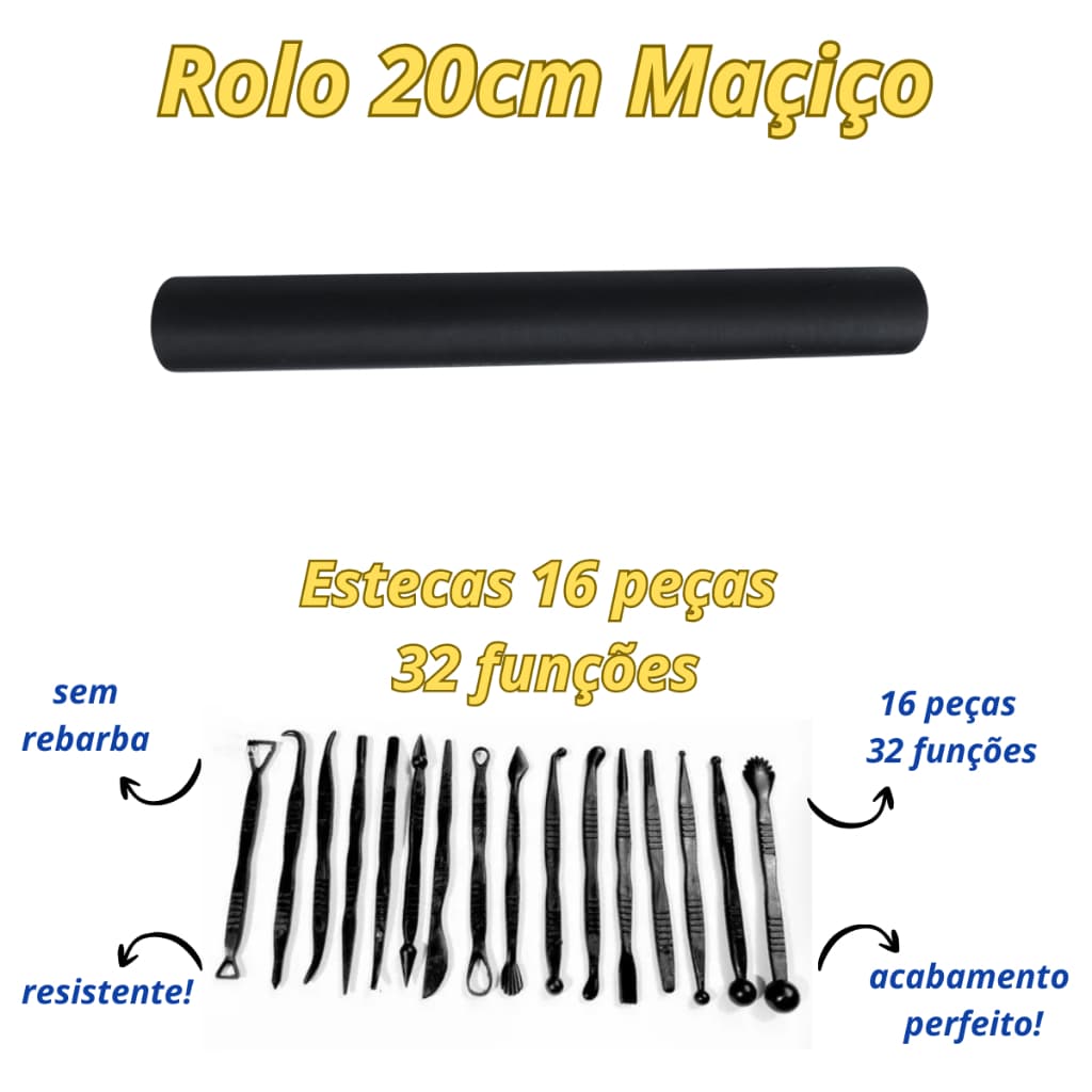 Jogo de estecas 16 peças (32 funções) + rolo 23 cm
