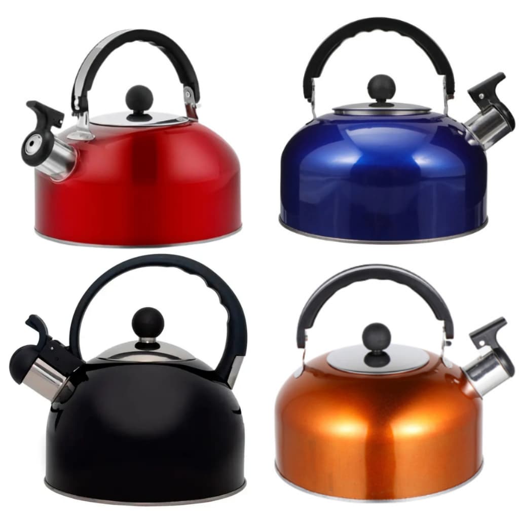 Chaleira De Inox Colorida Com Apito Para Chá Café – Aço Inoxidável 2 Litros