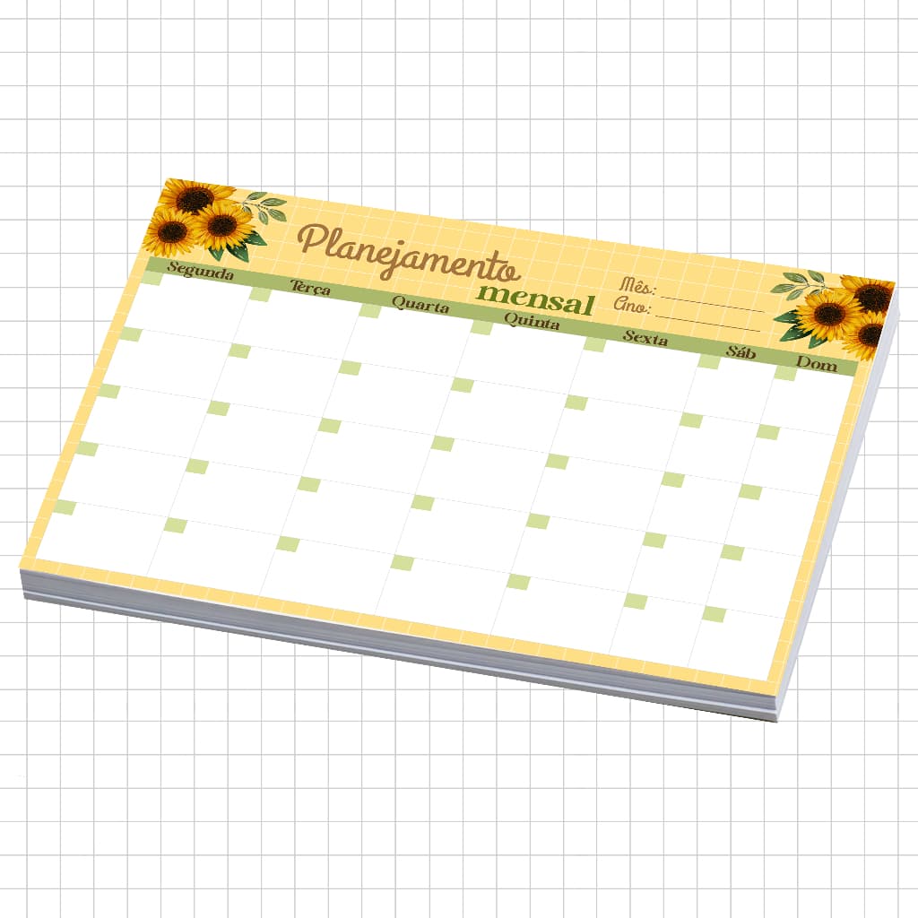 Planner de Mesa Horizontal A4 – 50 folhas | 5 temas disponíveis