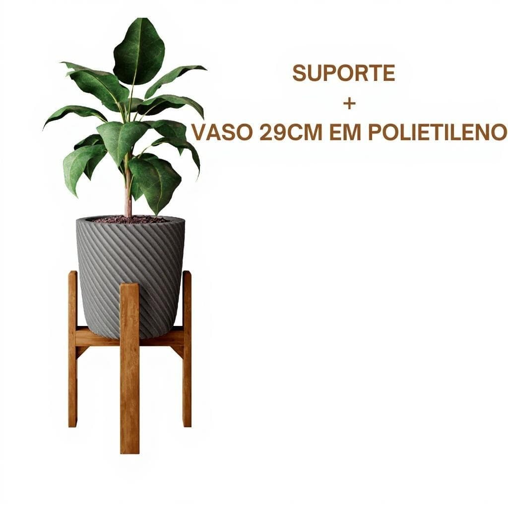 3B Suporte para Vaso de Plantas em Madeira Tratada Legs 40cm e 55cm Vaso de Plantas em Polietileno