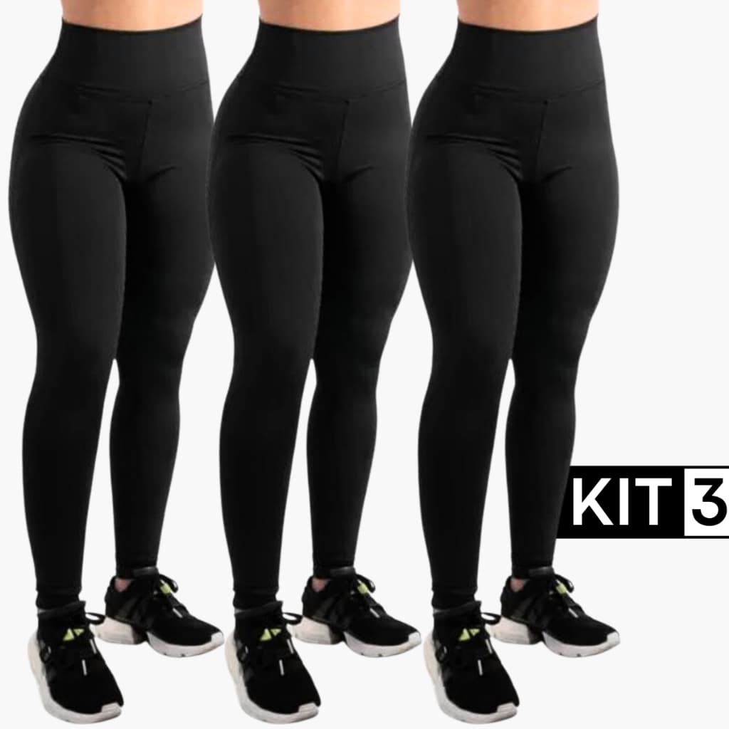 Legging Feminina Kit 3 Calça Suplex Grossa Zero Transparência Cós Duplo