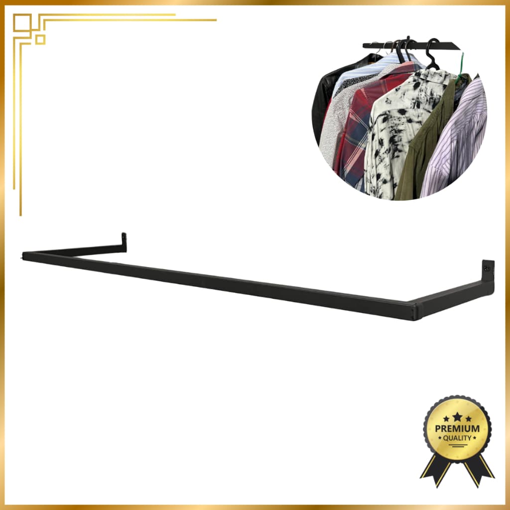 Cabide Arara de Parede 60cm-120cm Organizador de Roupas Closet Cabideiro Loja Multiuso Ferro Metalon