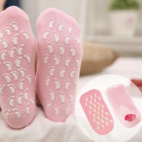Meias gel Spa Dos Pes Par Meia Gel Esfoliante Tratamento Ressecamento