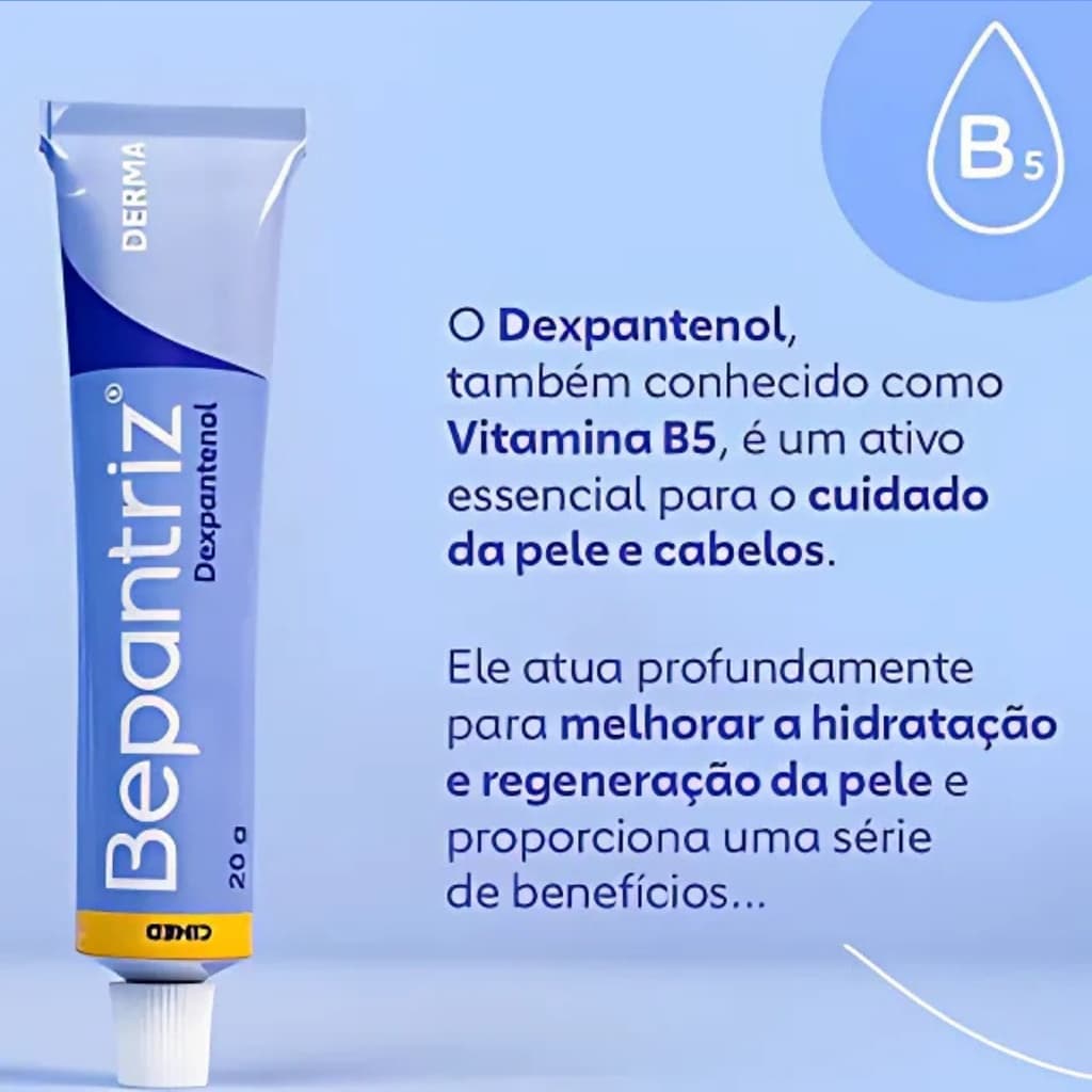 Pomada Bepantriz Derma Hidratante Dexpantenol Creme Hidrata e Renova A Pele Ressecada 20g Original