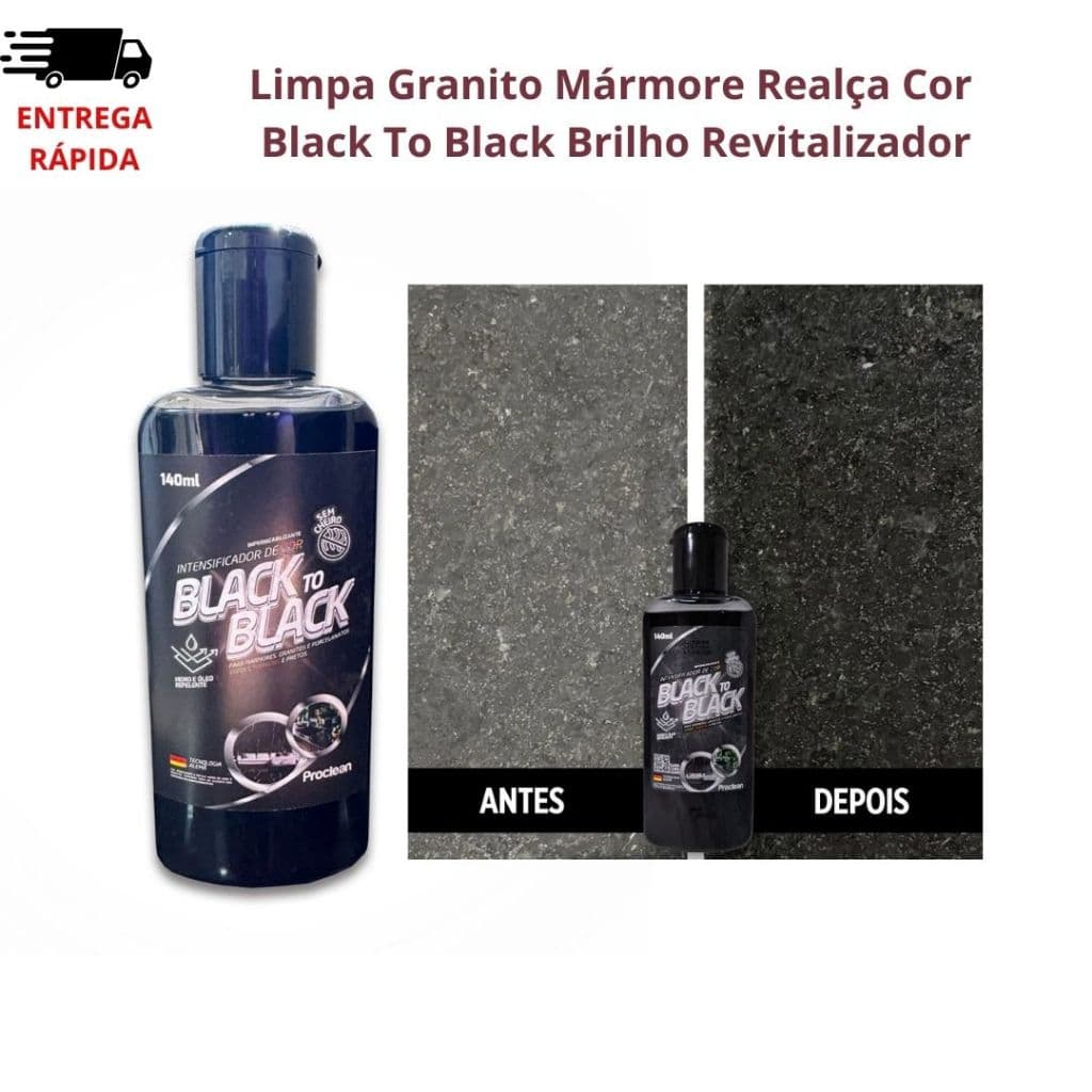 Limpa Granito Mármore Intensificador Cor Ativador Revitalizador Black To Black 140mL