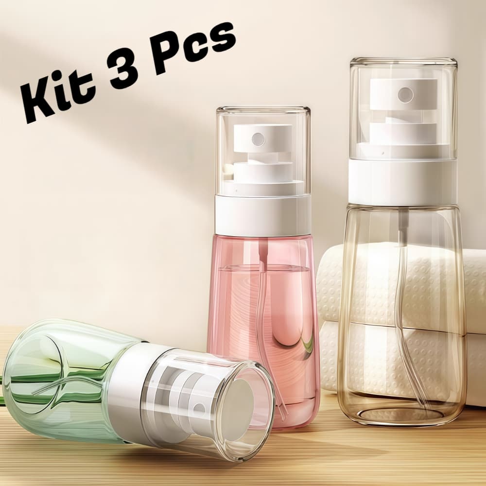 Kit com 3 Frascos De Spray Vazio De Plástico Mini Recipiente Vazio De Armazenamento Recarregáveis