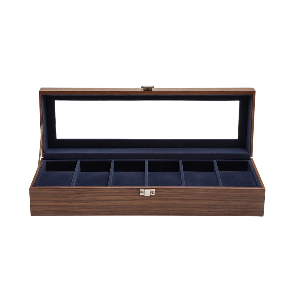 Caixa elegante com divisórias internas para seis relógios