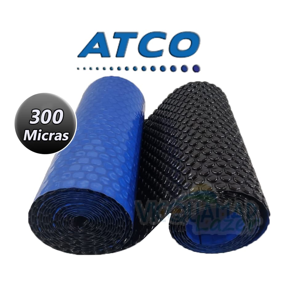 Capa térmica Piscina Atco 6 x 3 azul e preta 300 micras
